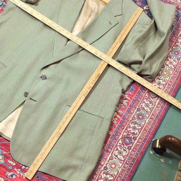 Ex Cond. JOHN BLAIR Sage Green Textured Single Breasted Tailored Suit Coat 52XL - Picture 7 of 12